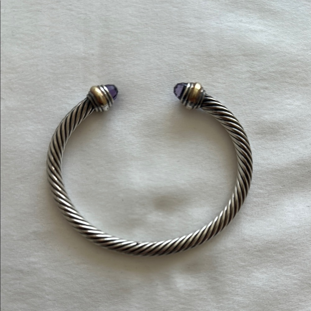 David Yurman Silver and Gold-Toned Bracelet with Purple Accents